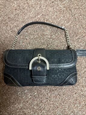 Vintage Y2K Coach Soho Madison signature satin crystal convertible flap clutch